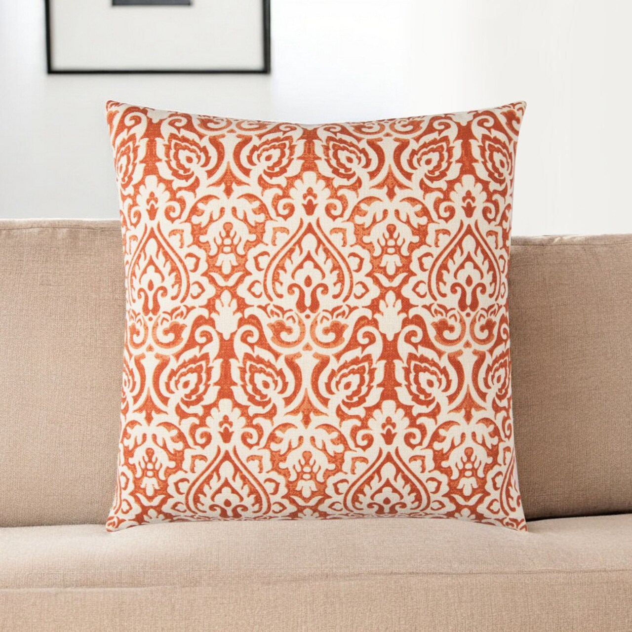 Edge Collections - 22-inch H x 22-inch W x 6.25-inch D - Orange - Textured Decorative Throw Pillow - 1 Piece